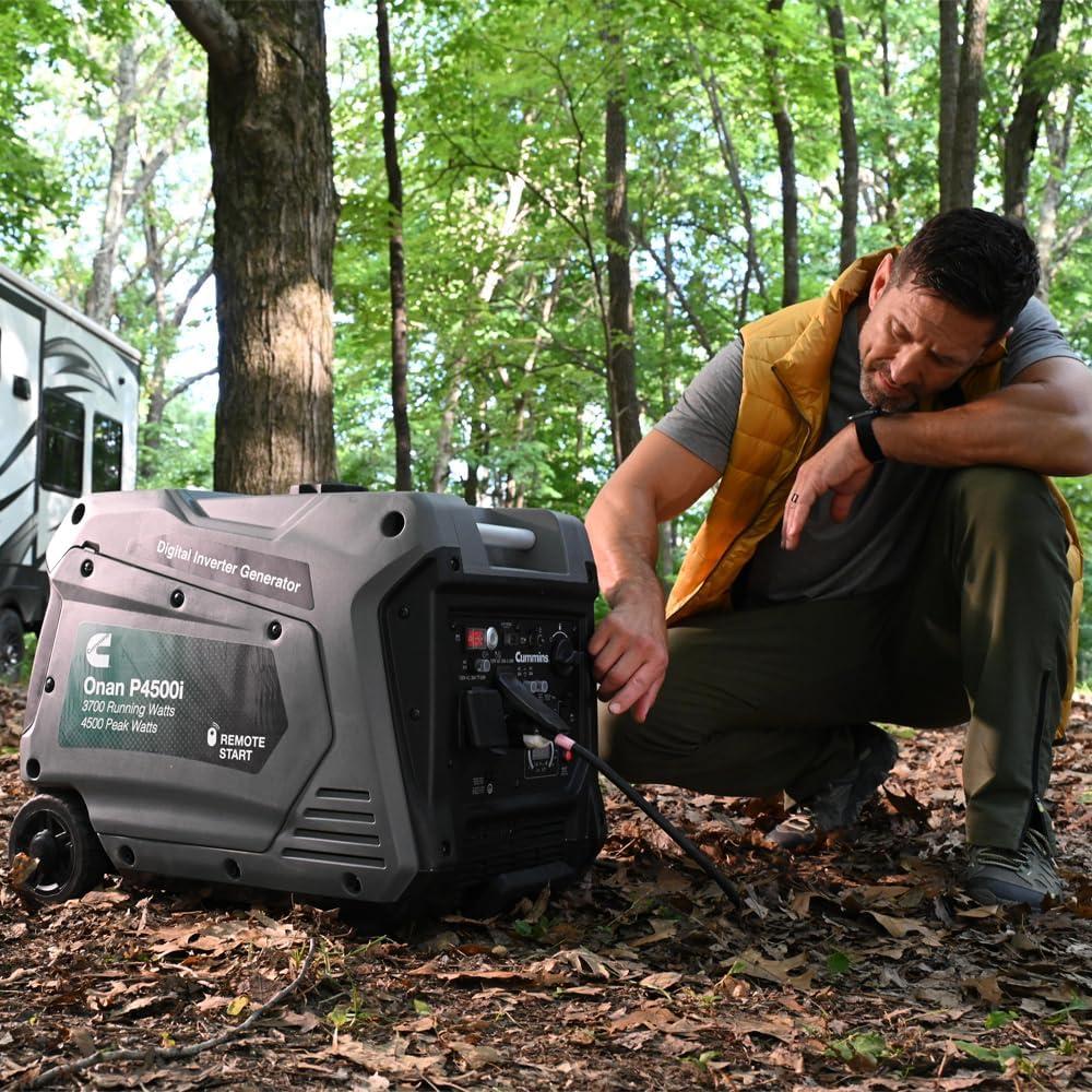 Cummins Onan P4500I Portable Inverter Generator, Power Inverter Dual 5V USB Ports for Mobile Charging, Gas Powered for Backup Home Use, RV & Camping – 7.3 HP 224cc OHV 4-Stroke Engine W/Remote Start