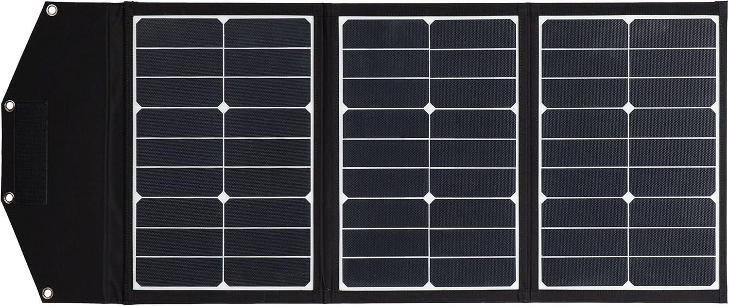 Cummins Portable 60W Solar Panel for Portable Power Stations, iPhone, iPad, Tablets, Laptop, with QC 3.0 USB and USB-C Ports, DC Output, for Outdoors, Camping, RVs, and Travel,Black