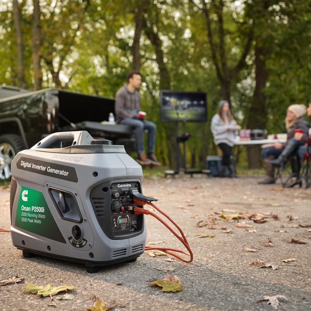 Cummins Onan P2500i Inverter Generator, 2500 Peak/2200 Running Watts, Ultra-Quiet 52 dBA, Portable Gas Powered, Parallel Ready, 10hr Runtime, Lightweight 48 lbs, RV & Camping, CARB/EPA Compliant