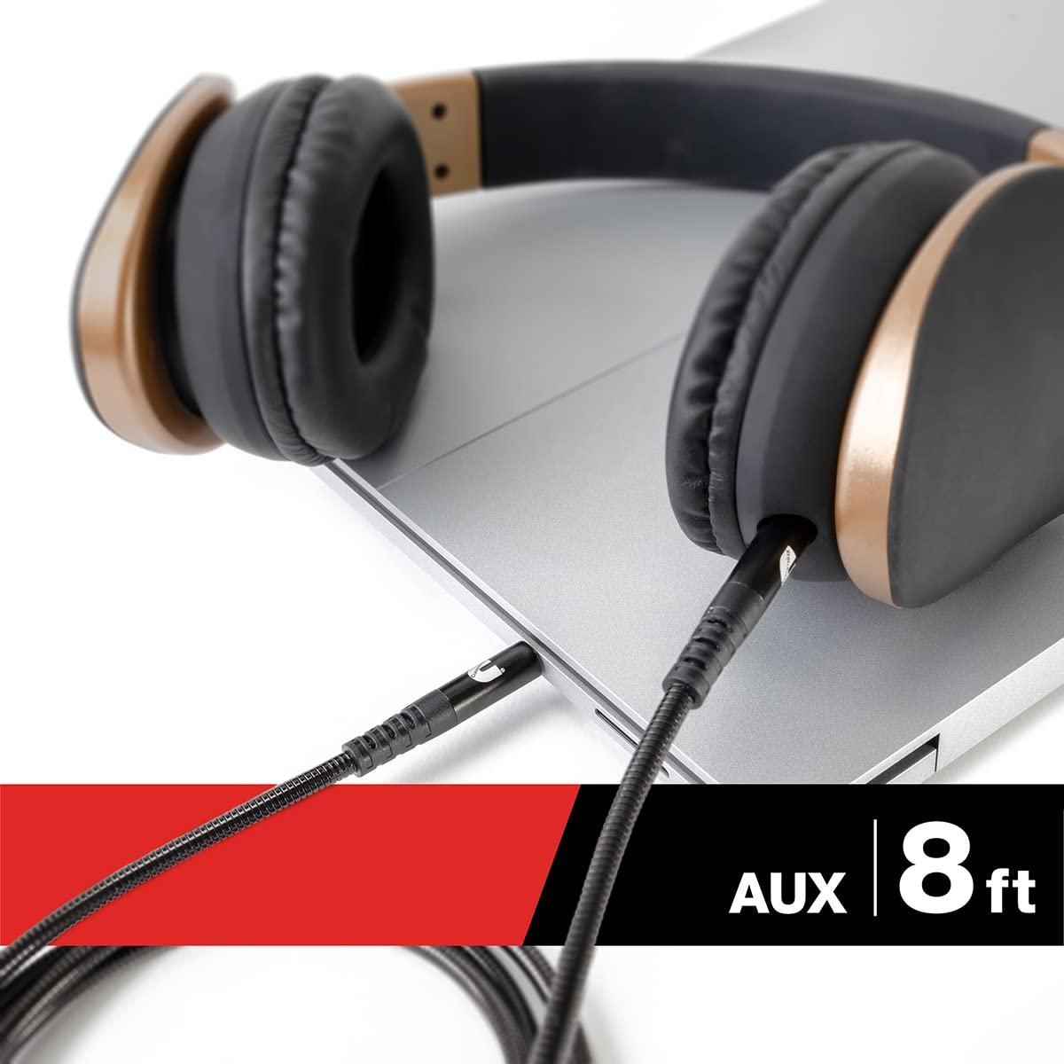 Cummins CMN4717 Aux to Aux Cable for Audio Connect with Wrap Attachment 3.5mm Male to Male – 8 Feet(8 Feet)
