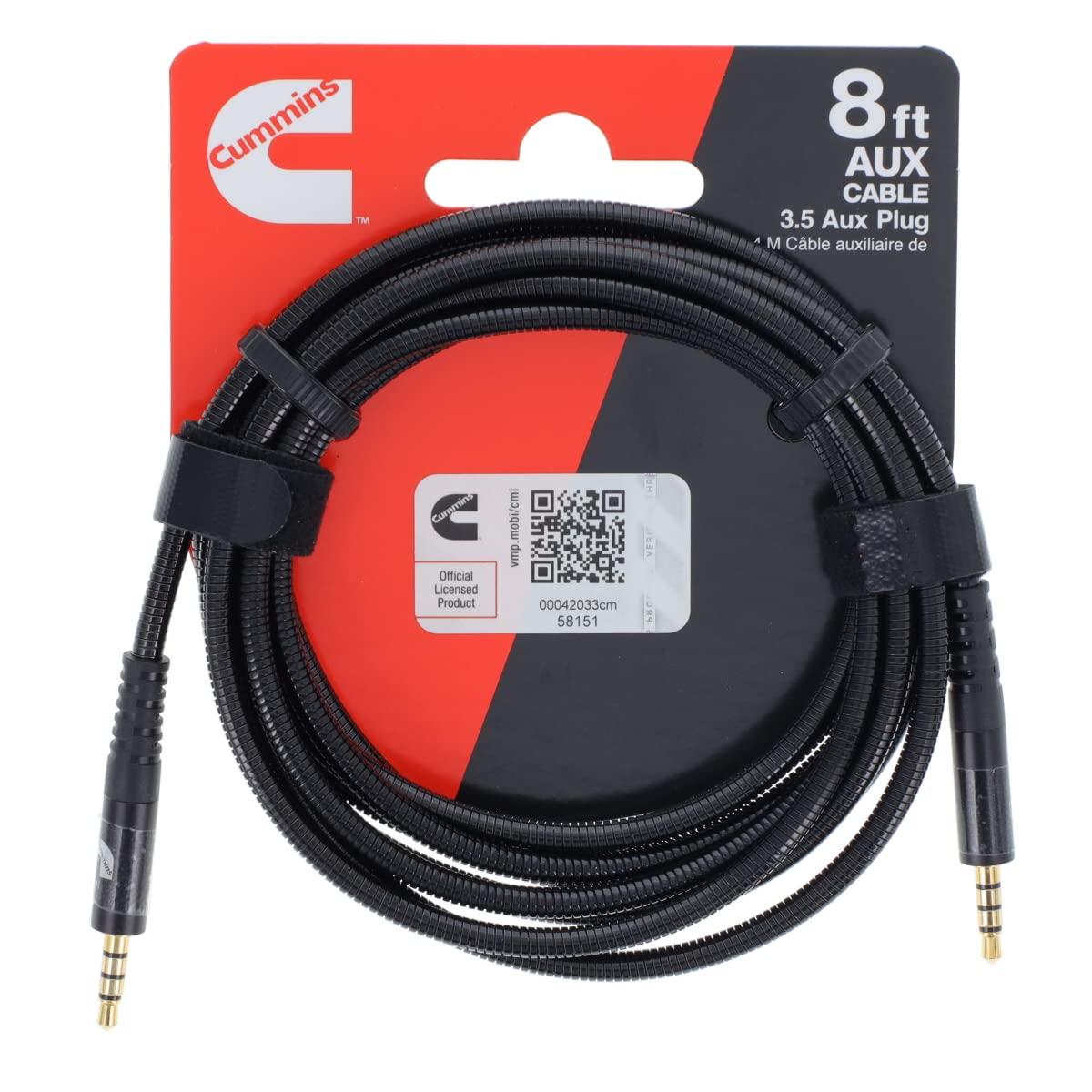 Cummins CMN4717 Aux to Aux Cable for Audio Connect with Wrap Attachment 3.5mm Male to Male – 8 Feet(8 Feet)