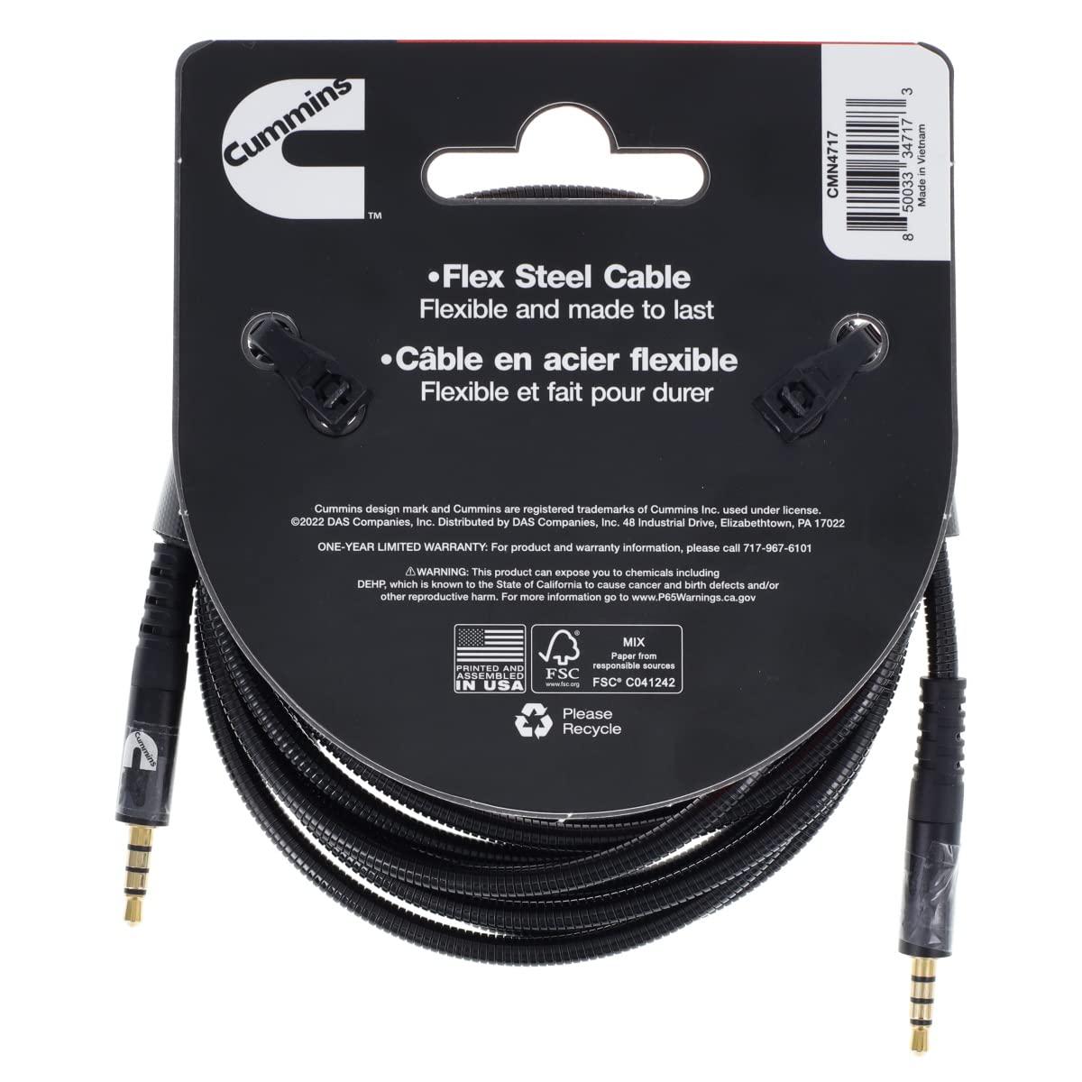 Cummins CMN4717 Aux to Aux Cable for Audio Connect with Wrap Attachment 3.5mm Male to Male – 8 Feet(8 Feet)