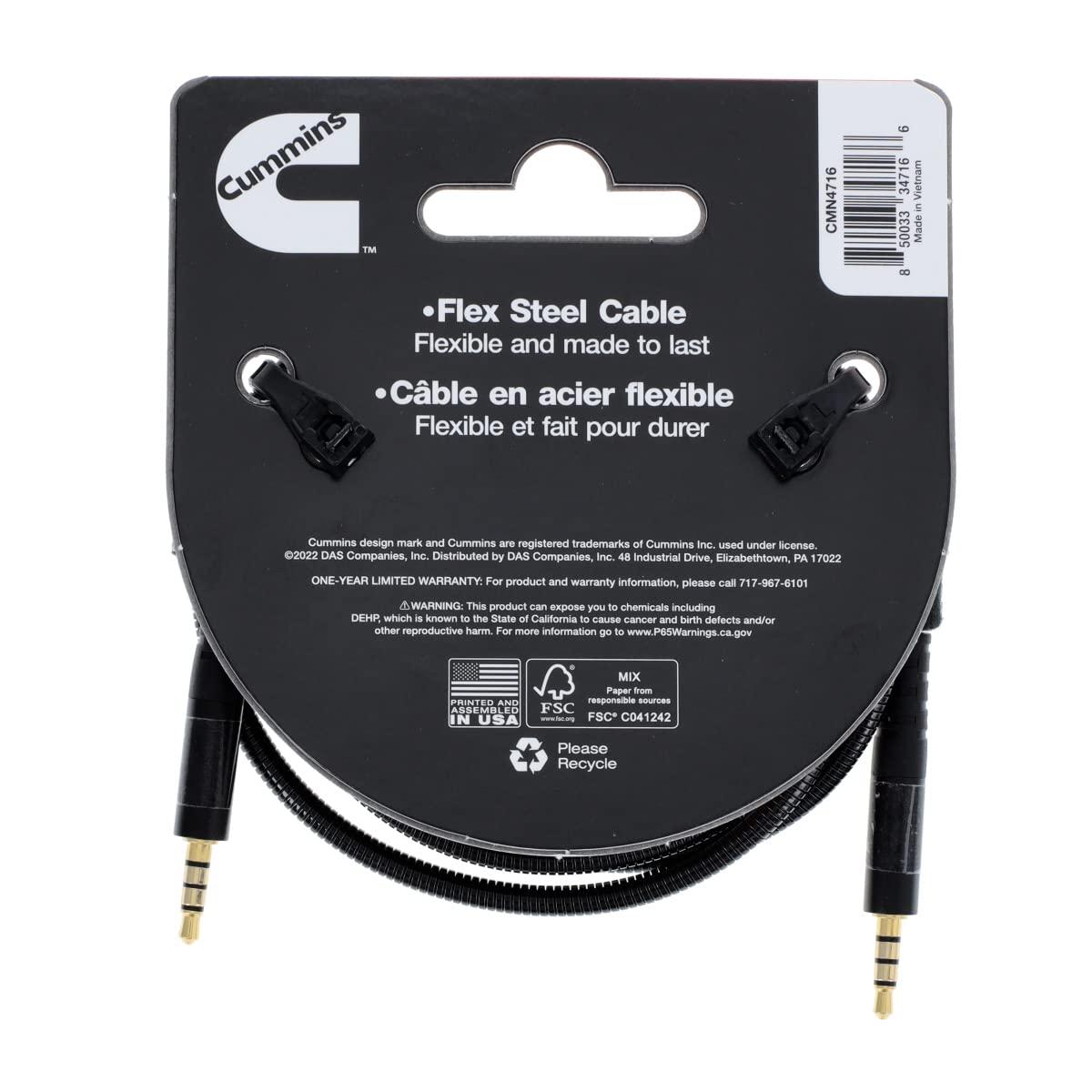 Cummins CMN4717 Aux to Aux Cable for Audio Connect with Wrap Attachment 3.5mm Male to Male – 8 Feet(4 Feet)