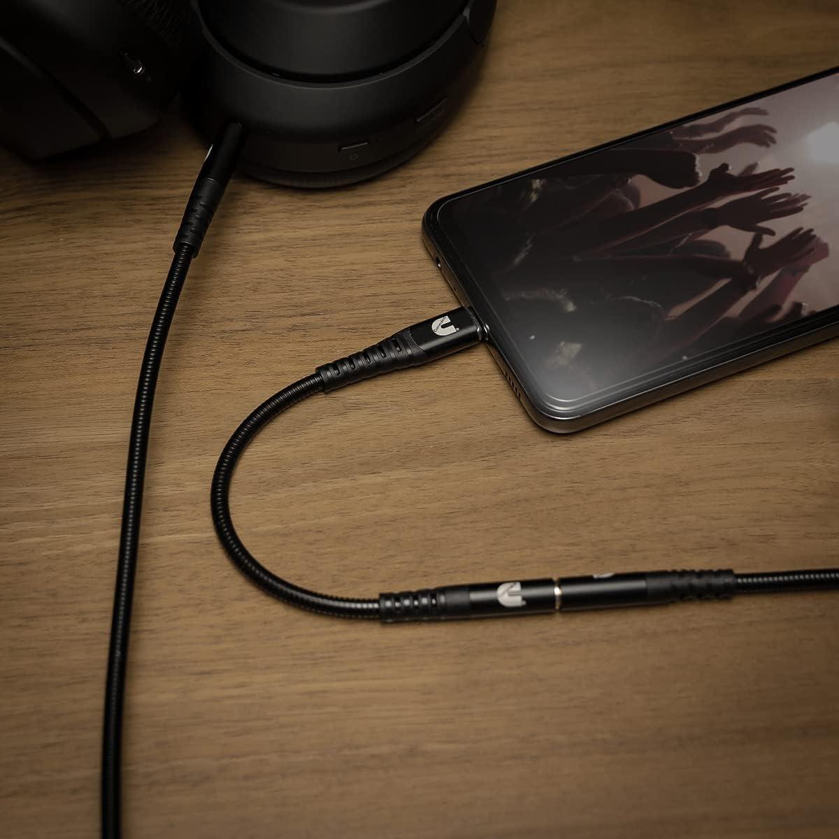 Cummins USB-C Audio Aux Adapter in Flexible Steel with Female Connector 5in Type C CMN4713