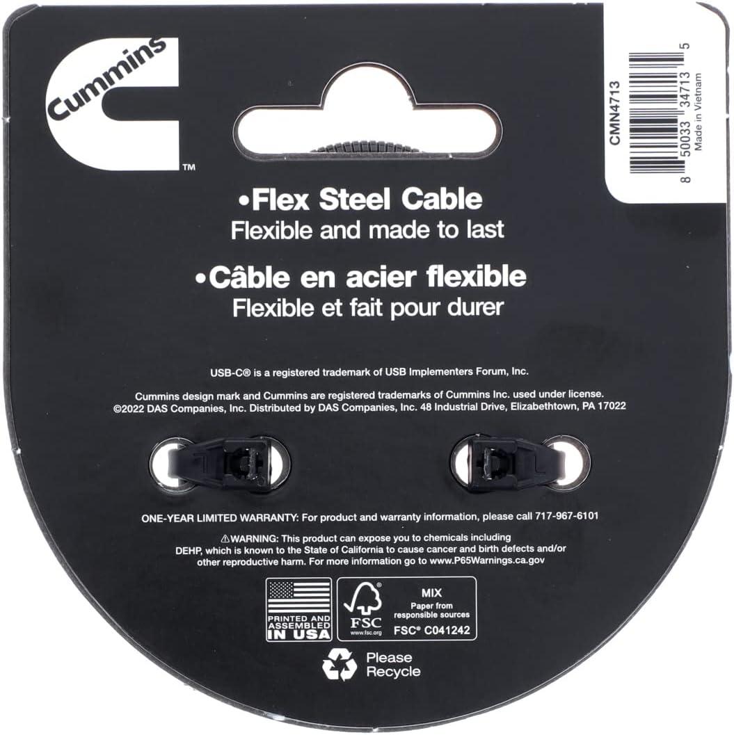 Cummins USB-C Audio Aux Adapter in Flexible Steel with Female Connector 5in Type C CMN4713