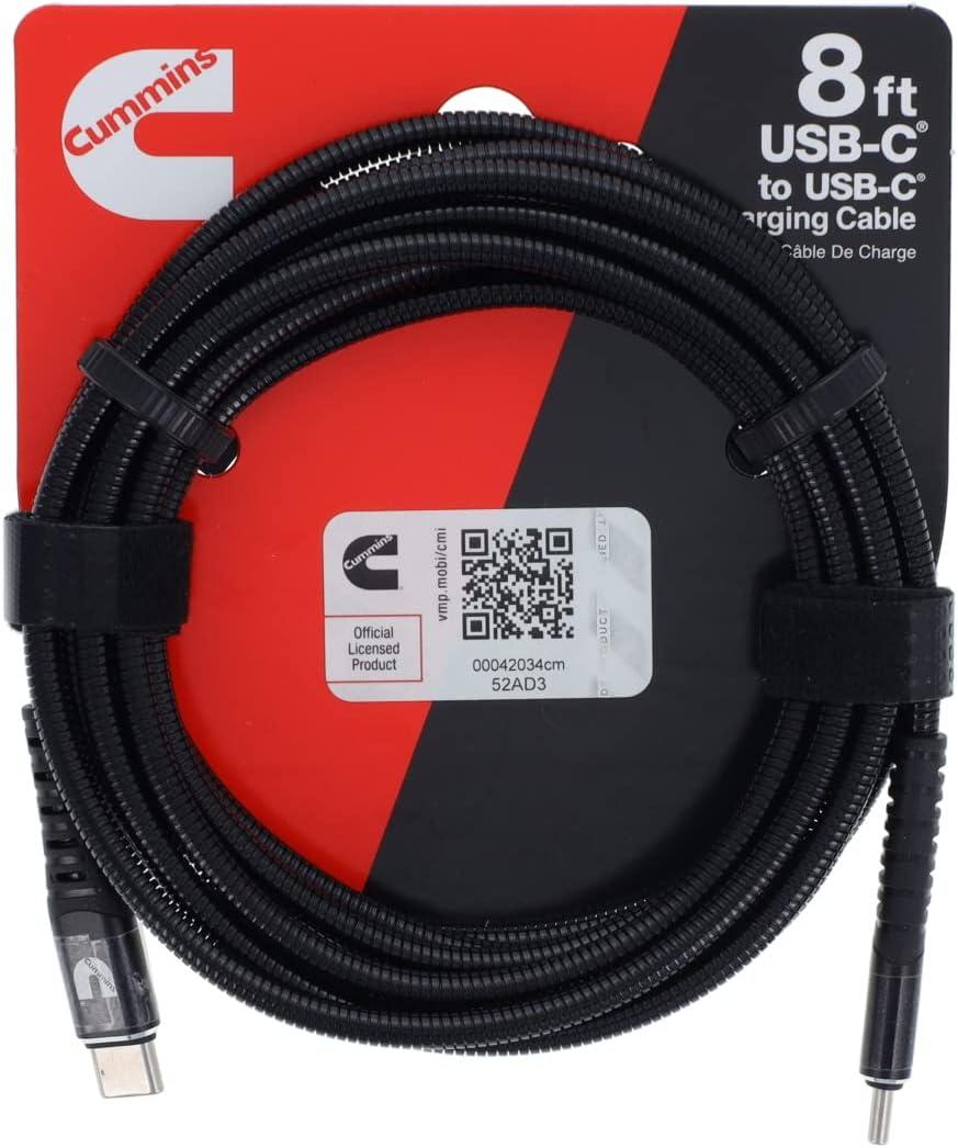Cummins Long Charging Cable USB C® to USB C® CMN5030 Flex Cable to Power Most Android® Devices – 8ft