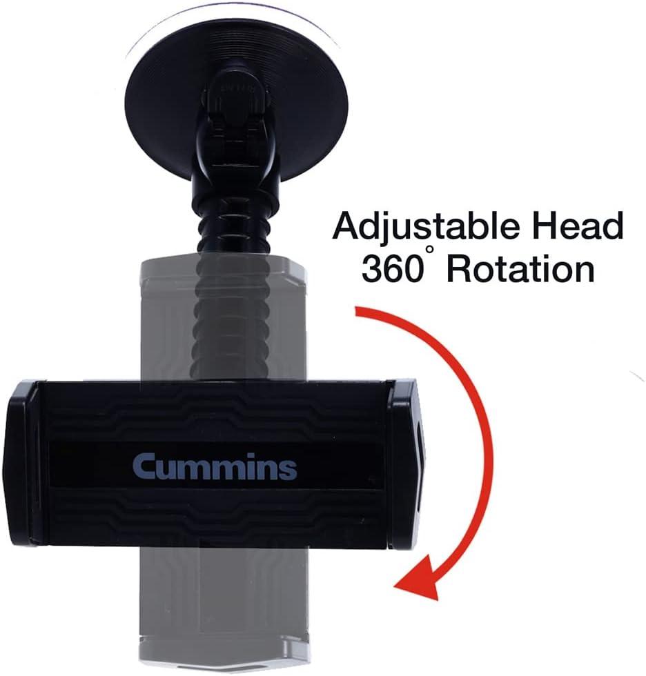 Cummins Windshield Tablet Mount CMNWSTBLT – Suction Cup Holder for Car Window or Dash Universal Compatibility Tablet Dock – Black
