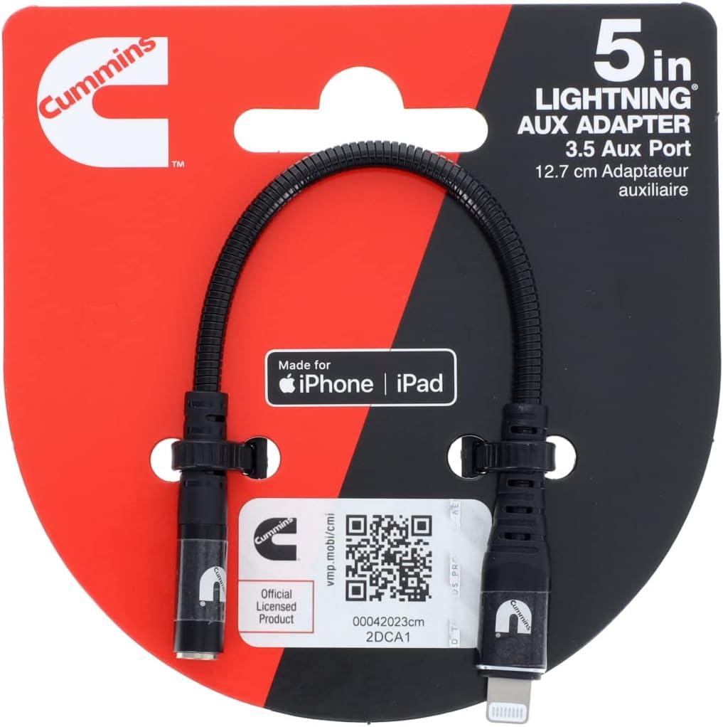 Cummins CMN4707 Lightning Aux Cord Headphone to Mobile 5-Inch Cable Headphone Jack Dongle