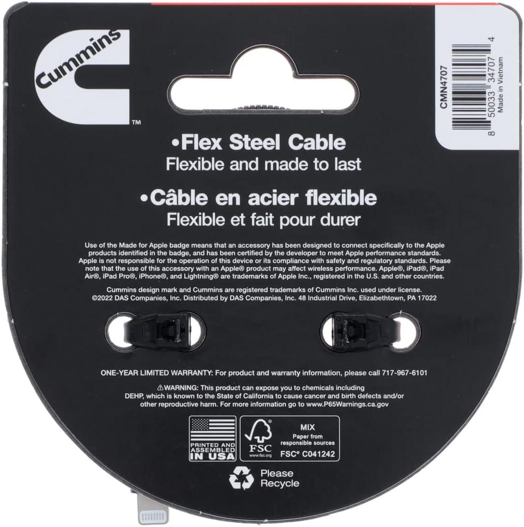 Cummins CMN4707 Lightning Aux Cord Headphone to Mobile 5-Inch Cable Headphone Jack Dongle