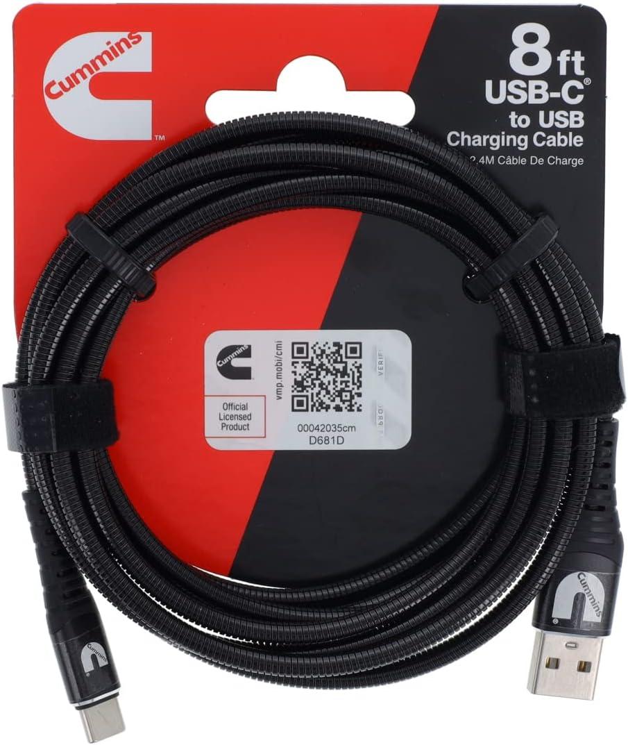 Cummins Android Compatible Charger Cord Type C 8ft Metal Braided C-A Cable CMN5029-8 Feet Long(8 Feet)