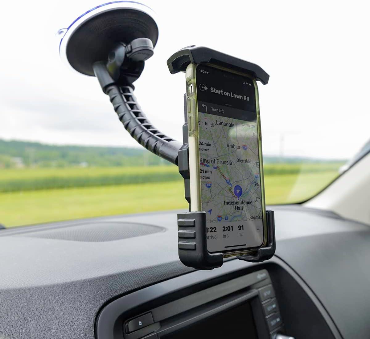Cummins Windshield Phone Mount CMNWSPH – Suction Cup Phone Holder for Car or Truck Window or Dash Universal Fit – Black