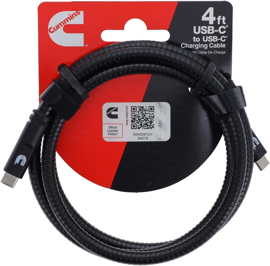 Cummins CMN4703 4 Foot USB-C to C Cable for Charging Android Devices Rugged Steel Charging Cord