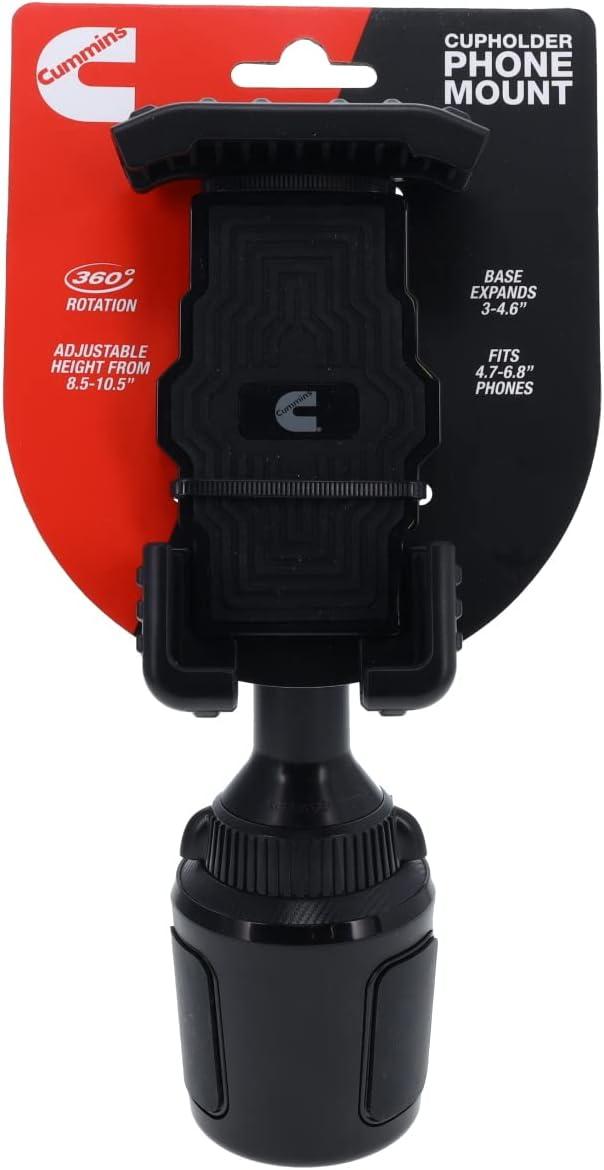Cummins Cup Phone Holder for Car or Truck CMNCHPH – Adjustable Phone Mount for Cell Phone Car Phone Holder – Black