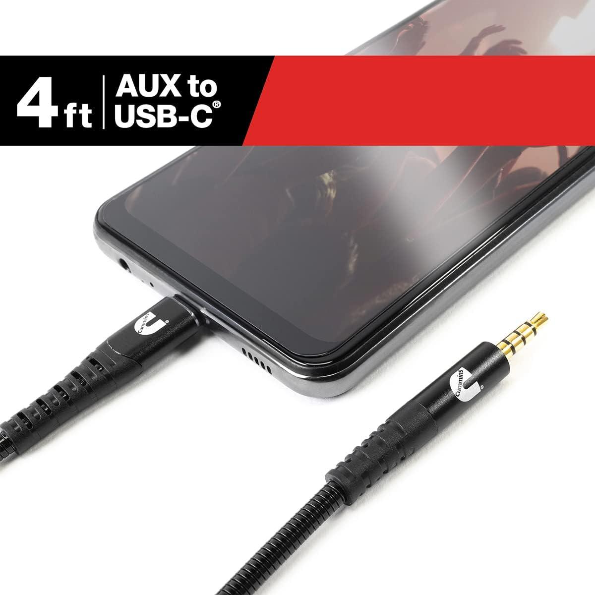 Cummins USB C(R) to Male 3.5mm Audio Aux Cable MFi-Certified 4ft CMN4712