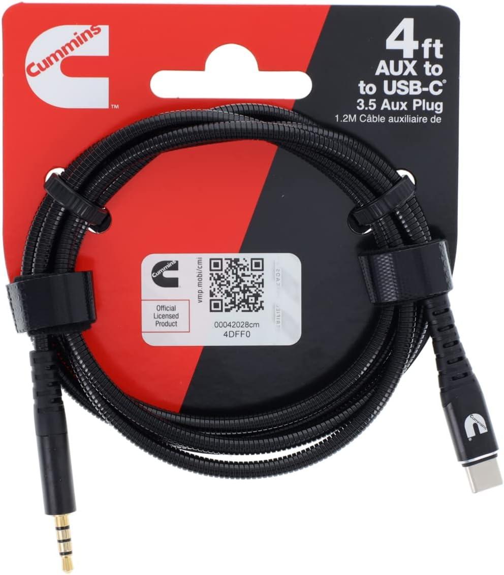 Cummins USB C(R) to Male 3.5mm Audio Aux Cable MFi-Certified 4ft CMN4712