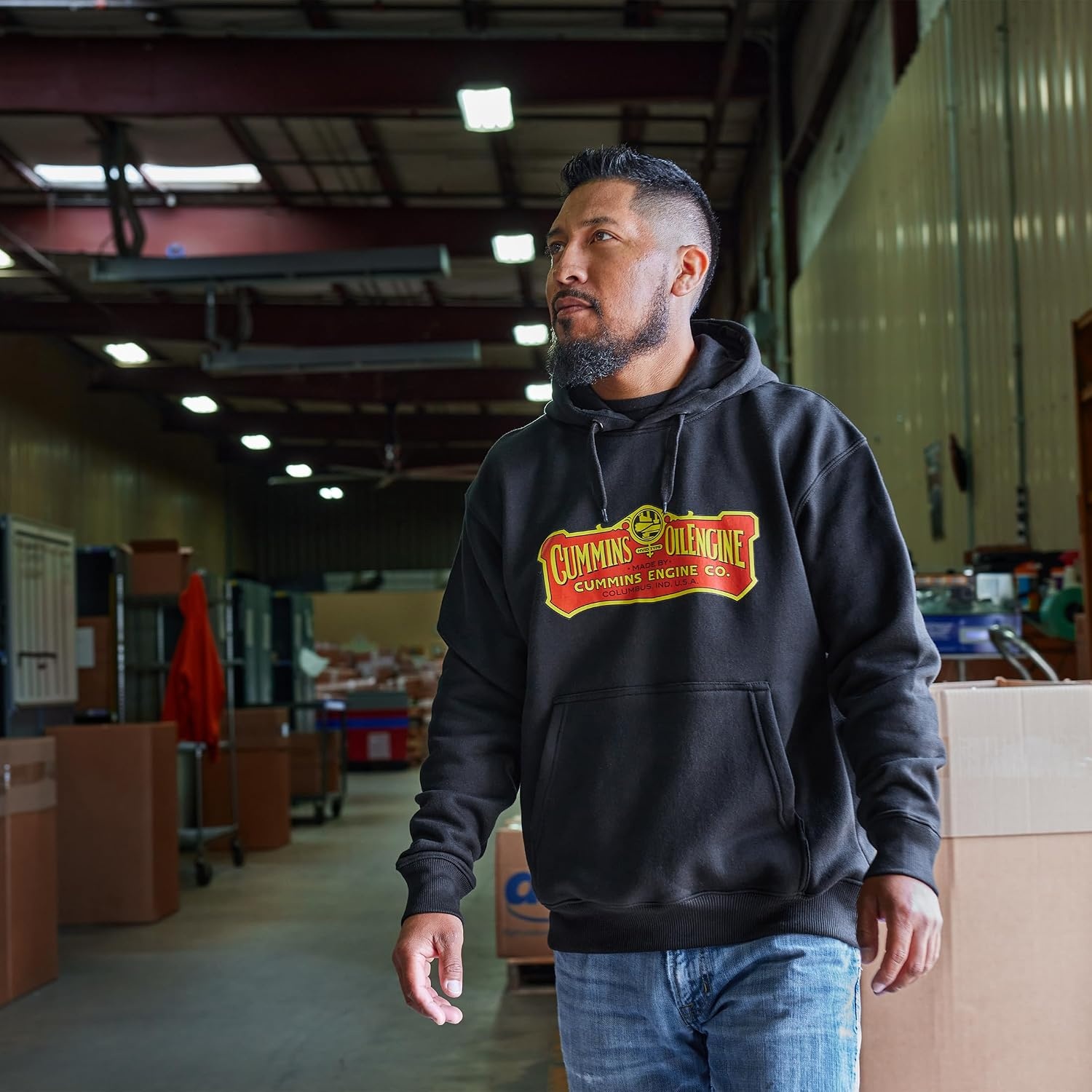 Cummins Hooded Sweatshirt Vintage 1919 Engine Oil Logo Hoodie(Black)