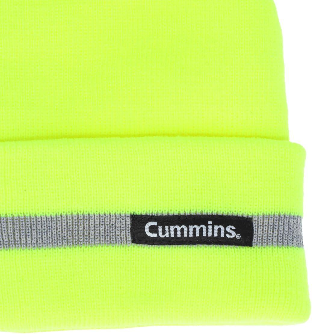 Cummins Winter Knit Beanie Hat Reflective Stripe Watch Cap Adult Mens or Womens, Hi Vis Yellow