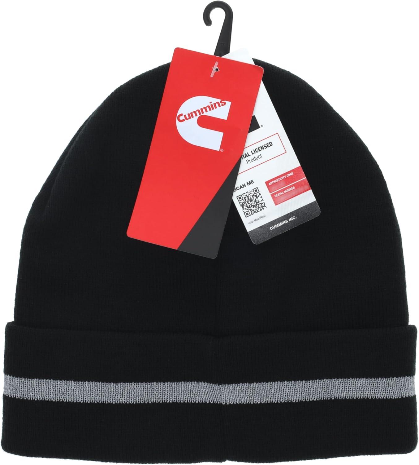 Cummins Black Cuffed Beanie with Reflective Stripe