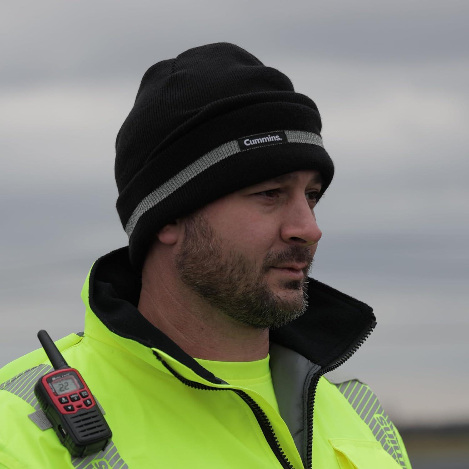Cummins Black Cuffed Beanie with Reflective Stripe