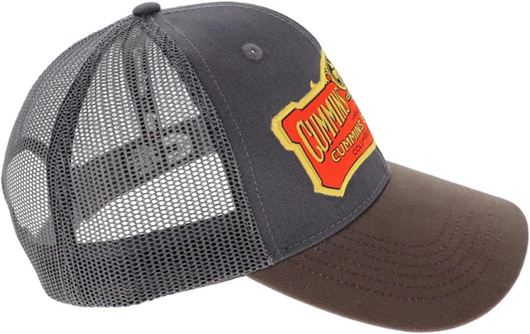 Cummins Hat Vintage Baseball Cap 1919 Logo Snapback Trucker Hats for Men Wome,Mesh Snapback Cap, Brown & Red(Brown)