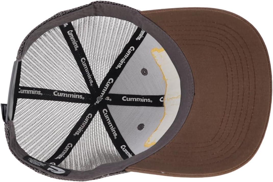 Cummins Hat Vintage Baseball Cap 1919 Logo Snapback Trucker Hats for Men Wome,Mesh Snapback Cap, Brown & Red(Brown)