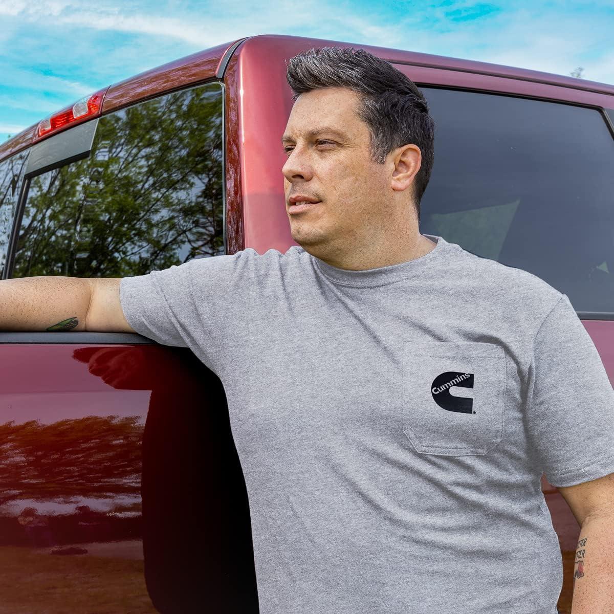 Cummins Men’s T-Shirt Short Sleeve Sport Gray Pocket Tee CMN4754 – Large(X-Large)
