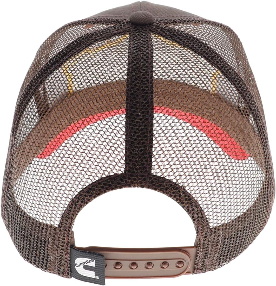Cummins Hat Vintage Baseball Cap 1919 Logo Snapback Trucker Hats for Men Wome,Mesh Snapback Cap, Brown & Red(Brown & Red)