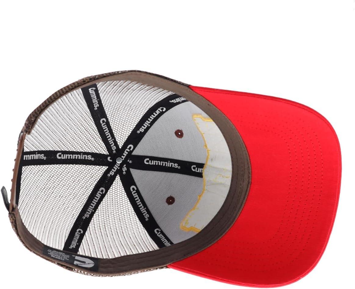 Cummins Hat Vintage Baseball Cap 1919 Logo Snapback Trucker Hats for Men Wome,Mesh Snapback Cap, Brown & Red(Brown & Red)