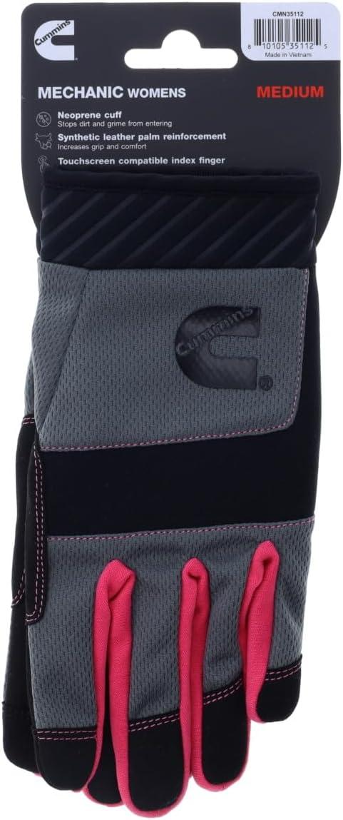 Cummins Womens Mechanic Gloves – Pink and Gray Women Utility Gloves Gardening Construction Safety Work Glove with Touchscreen, Large(Medium)
