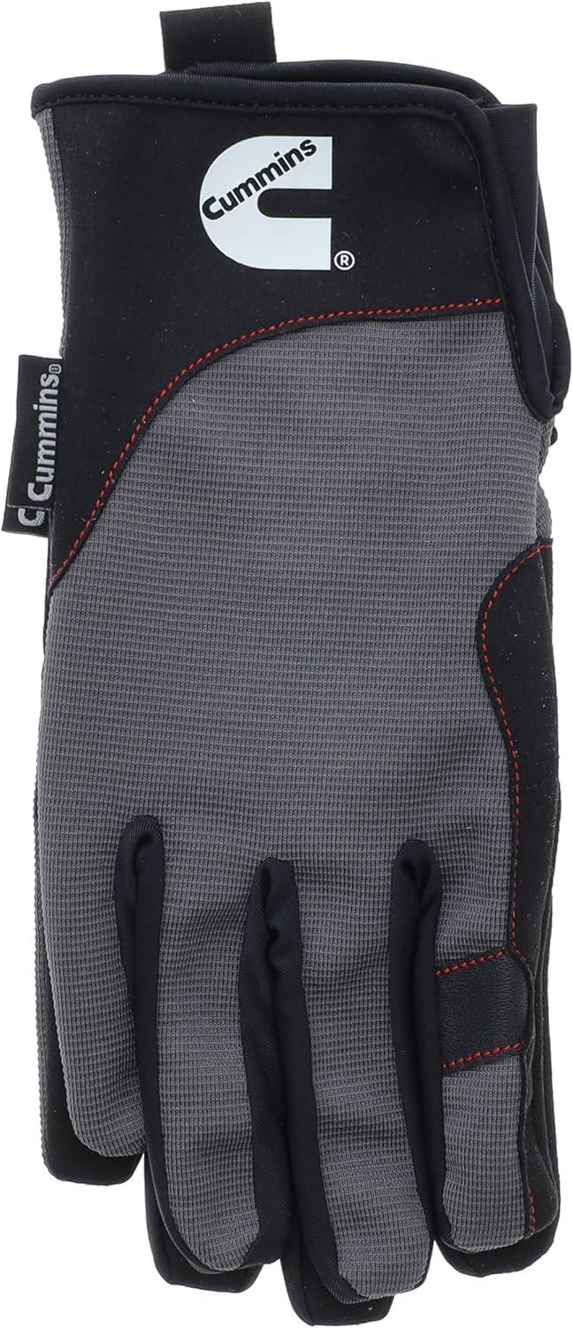 Cummins Mechanic Glove – Gray and Black Synthetic Leather Anti-Vibration Anti-Abrasion Work Gloves for Men All Season, Large(Large)