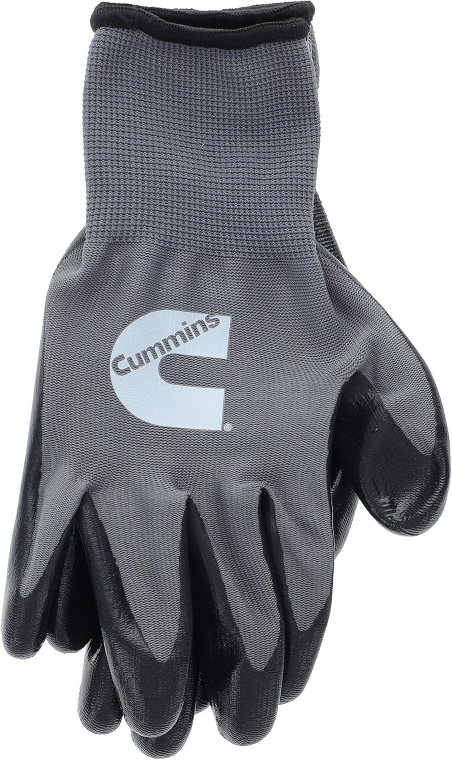Cummins Gray Nitrile Dipped Palm Gloves CMN35153 – Nonslip Coated Work Gloves Gardening PPE All-Purpose Grip Hi Flex – Large