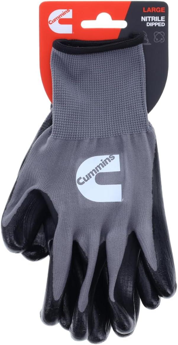 Cummins Gray Nitrile Dipped Palm Gloves CMN35153 – Nonslip Coated Work Gloves Gardening PPE All-Purpose Grip Hi Flex – Large
