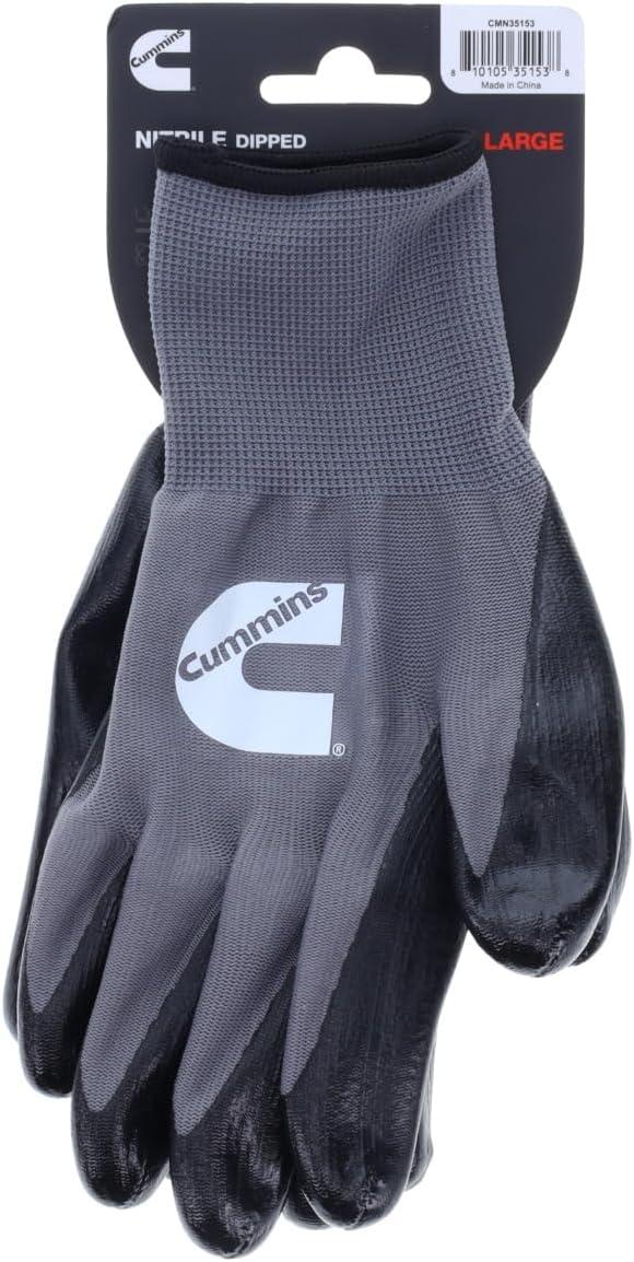 Cummins Gray Nitrile Dipped Palm Gloves CMN35153 – Nonslip Coated Work Gloves Gardening PPE All-Purpose Grip Hi Flex – Large