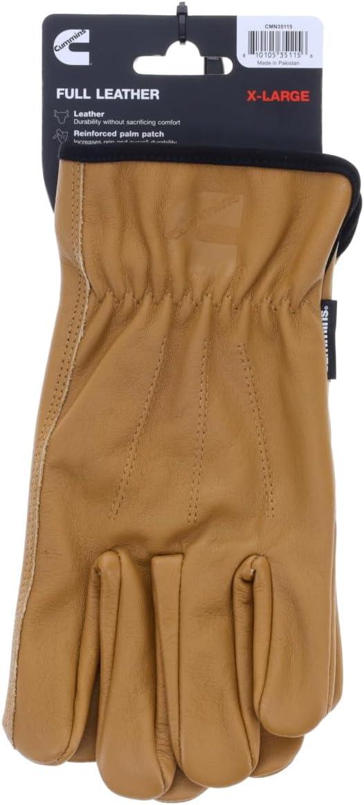 Cummins Full Leather Gloves for Men Fencer Work Leather Palm Gloves for Truck Driving Gardening Outdoor Work, XL(X-Large)