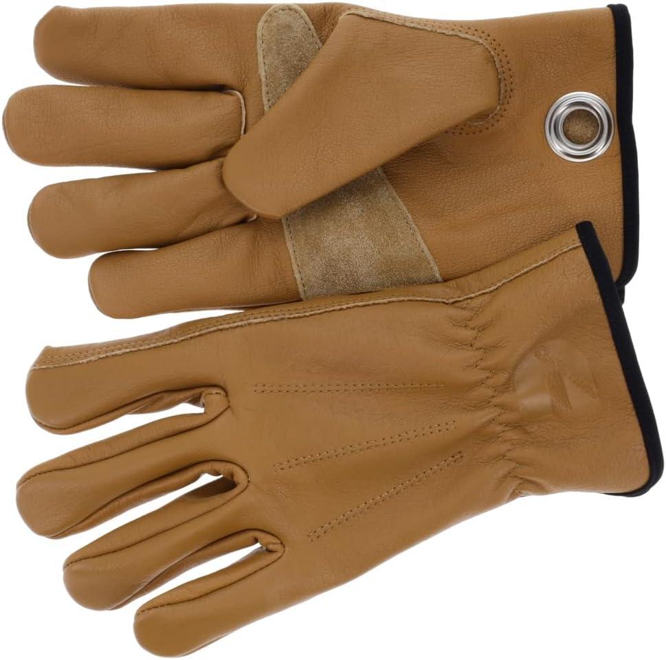 Cummins Full Leather Gloves for Men Fencer Work Leather Palm Gloves for Truck Driving Gardening Outdoor Work, XL(X-Large)