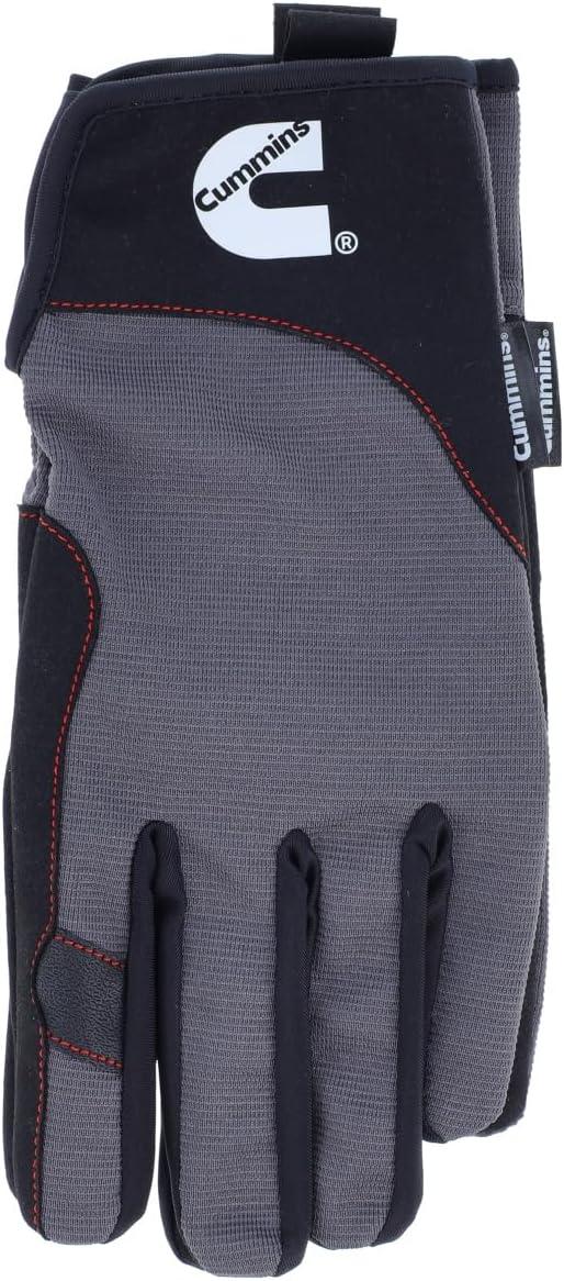 Cummins Mechanic Glove – Gray and Black Synthetic Leather Anti-Vibration Anti-Abrasion Work Gloves for Men All Season, Large(X-Large)