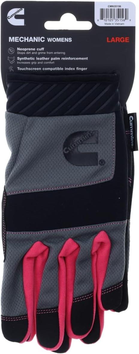 Cummins Womens Mechanic Gloves – Pink and Gray Women Utility Gloves Gardening Construction Safety Work Glove with Touchscreen, Large(Large)