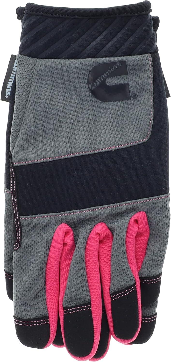 Cummins Womens Mechanic Gloves – Pink and Gray Women Utility Gloves Gardening Construction Safety Work Glove with Touchscreen, Large(Large)