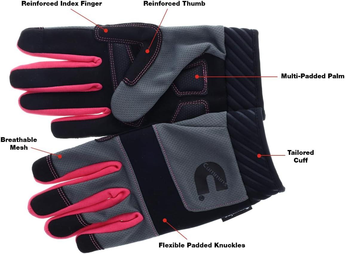 Cummins Womens Mechanic Gloves – Pink and Gray Women Utility Gloves Gardening Construction Safety Work Glove with Touchscreen, Large(Large)