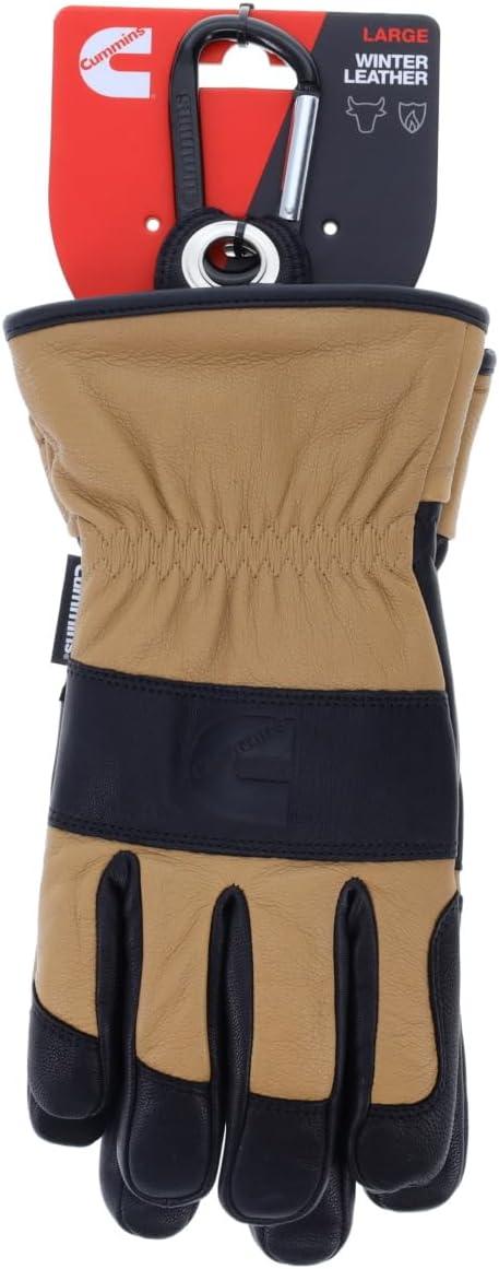 Cummins Winter Leather Gloves Work Goatskin Leather Fleece Lined with Thinsulate Winter Men Women Driving Utility, Large(Large)