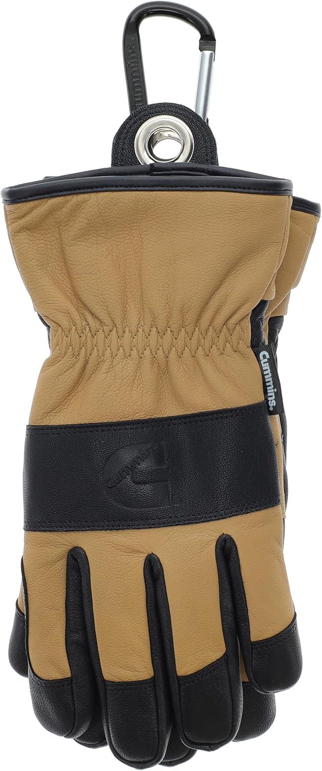 Cummins Winter Leather Gloves Work Goatskin Leather Fleece Lined with Thinsulate Winter Men Women Driving Utility, Large(Large)