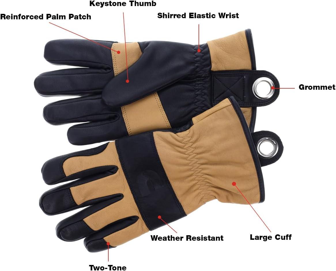 Cummins Winter Leather Gloves Work Goatskin Leather Fleece Lined with Thinsulate Winter Men Women Driving Utility, Large(Large)