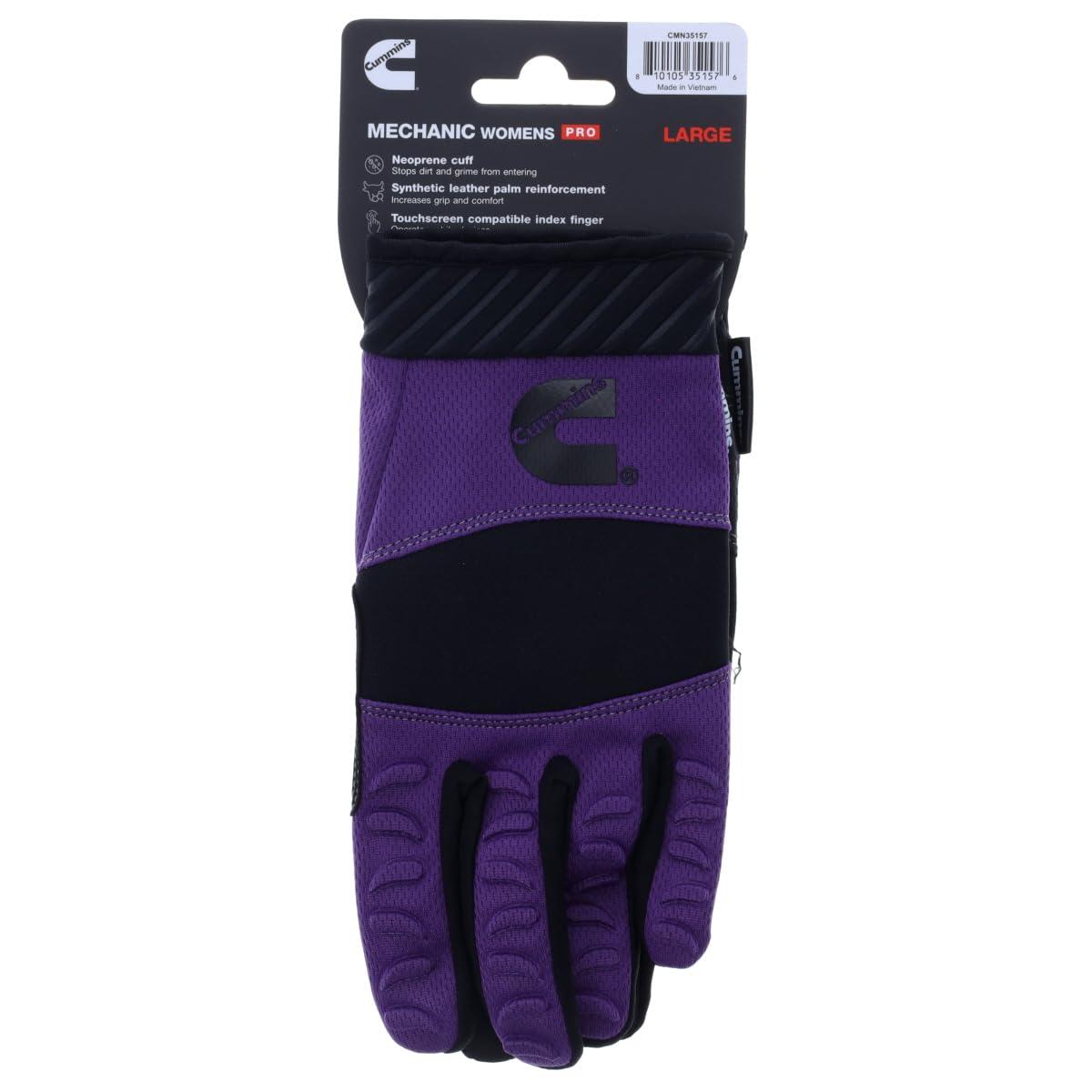 Cummins Womens Mechanic Glove – Anti-Vibration Anti-Abrasion Work Gloves All Season All-Purpose, Purple, Large(Large)