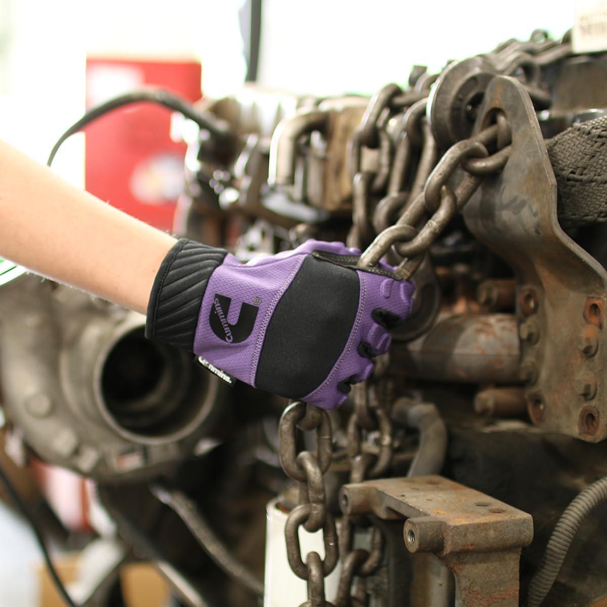 Cummins Womens Mechanic Glove – Anti-Vibration Anti-Abrasion Work Gloves All Season All-Purpose, Purple, Large(Large)