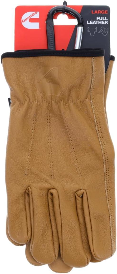 Cummins Full Leather Gloves for Men Fencer Work Leather Palm Gloves for Truck Driving Gardening Outdoor Work, XL(Large)