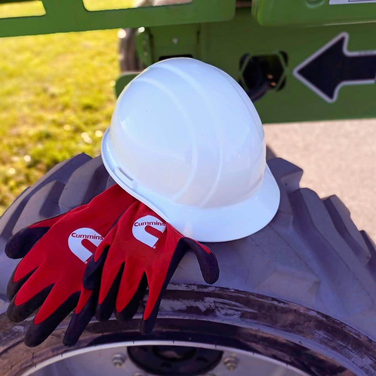 Cummins Red Latex Dipped Palm Gloves – Textured Work Gloves, Large, Gardening, Construction, Farming(Red)