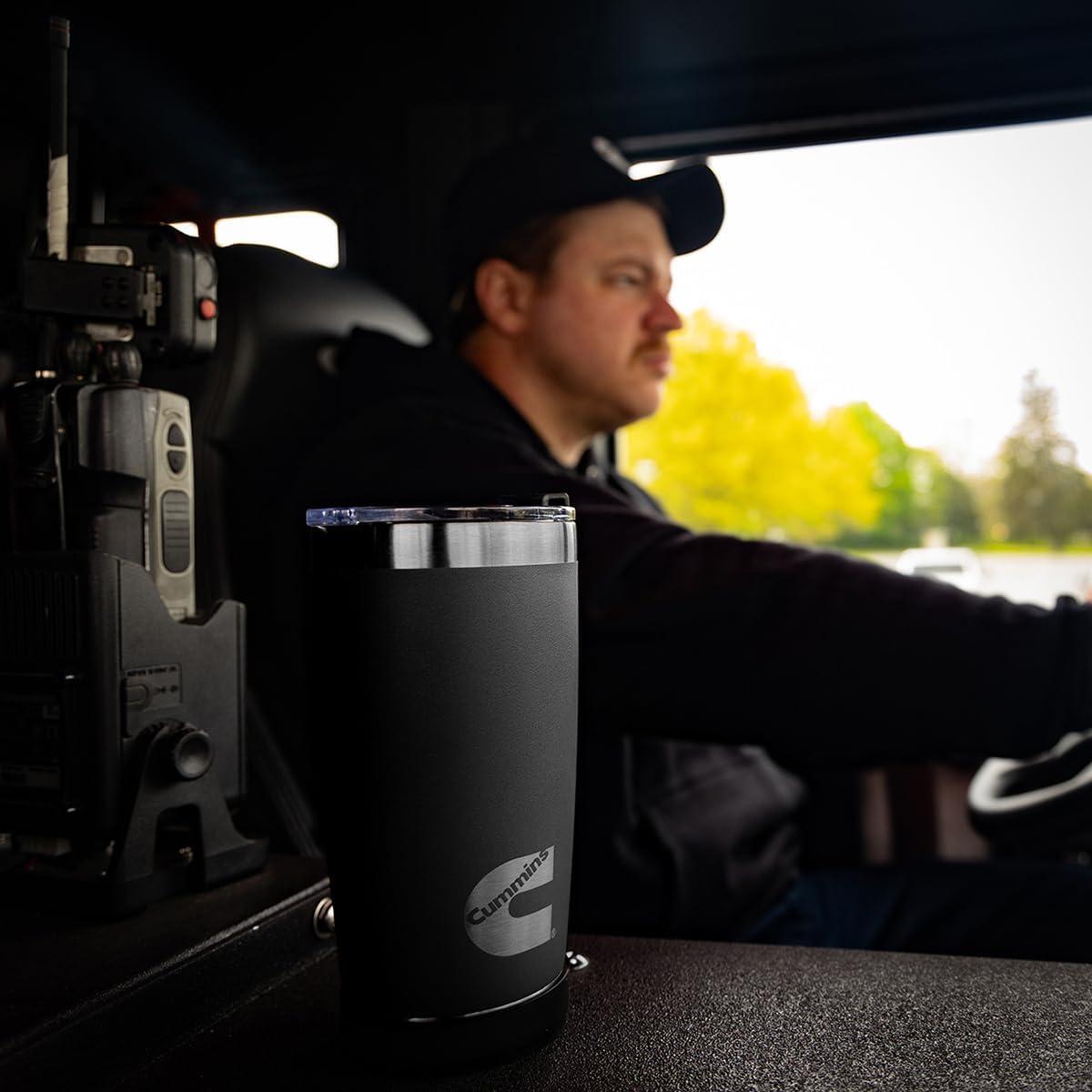 Cummins 20oz Tumbler Stainless Steel Reusable Travel Coffee Mug Double Wall Insulated Thermal Coffee Mug with Snap Seal, Red Matte(Matte Black)