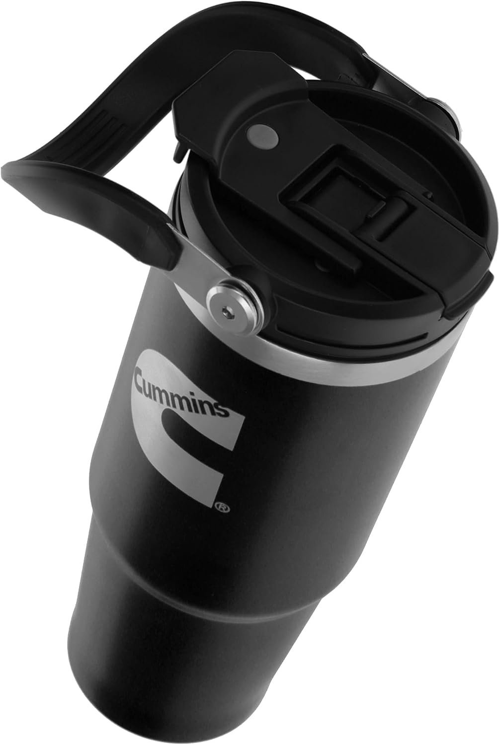 Cummins CMN35401 2 in 1 Tumbler with Flip Lid and Straw 30-Ounce Tumbler with Handle Stainless Steel Travel Mug-Black