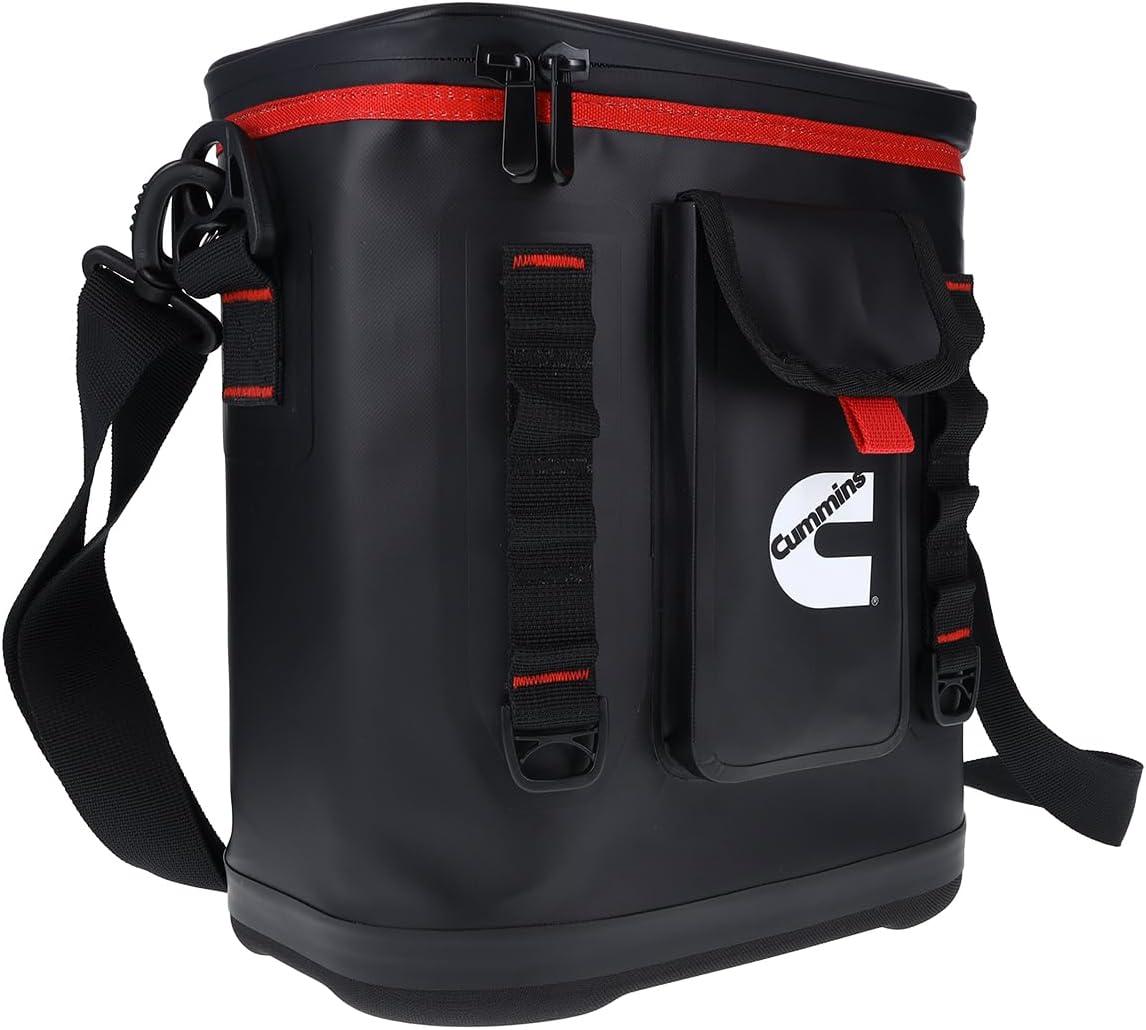 Cummins Portable Soft Cooler Bag CMN34718 12-Can Double-Laminated Insulated Cooler with Strap, 48-Hour Ice Retention Adult Insulated Thermal Bag for Work Camp Beach – Black
