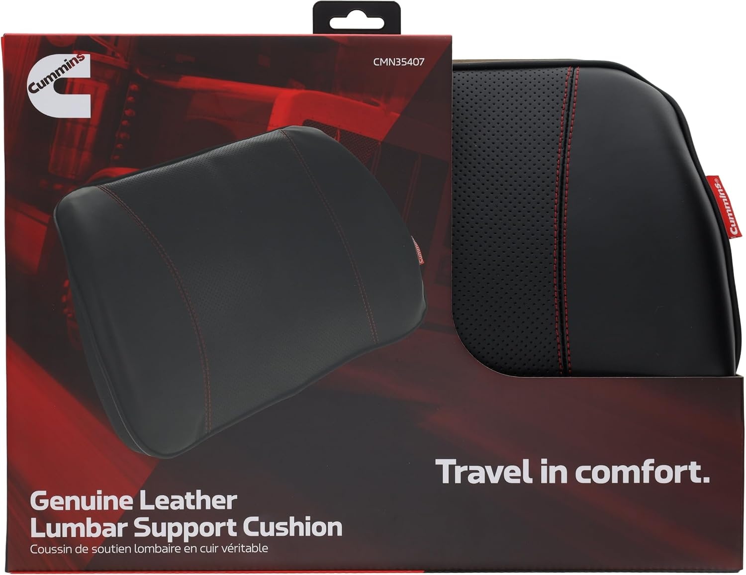 Cummins Leather Memory Foam Seat Cushion Spinal Support – Office Chair Cushion and Car Truck Accessory